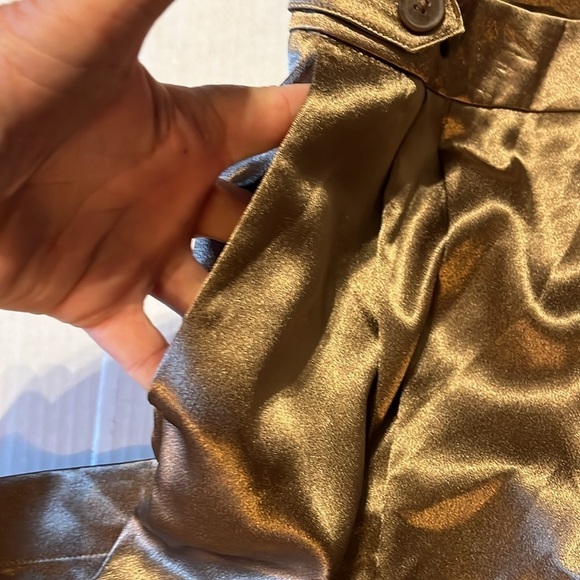 New-a new day-10-gold-high-rise, satin, pleated, wide leg, slouchy, cargo pants. - Picture 8 of 16